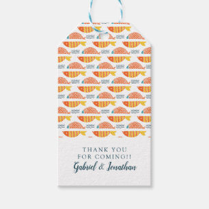 Add Your Name   Folk Art Swimming Fish Pattern Gift Tags