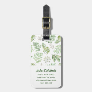 Add Your Name Forest Greenery Pattern Luggage Tag