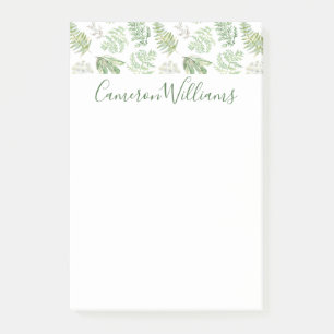 Add Your Name Forest Greenery Pattern Post-it Notes