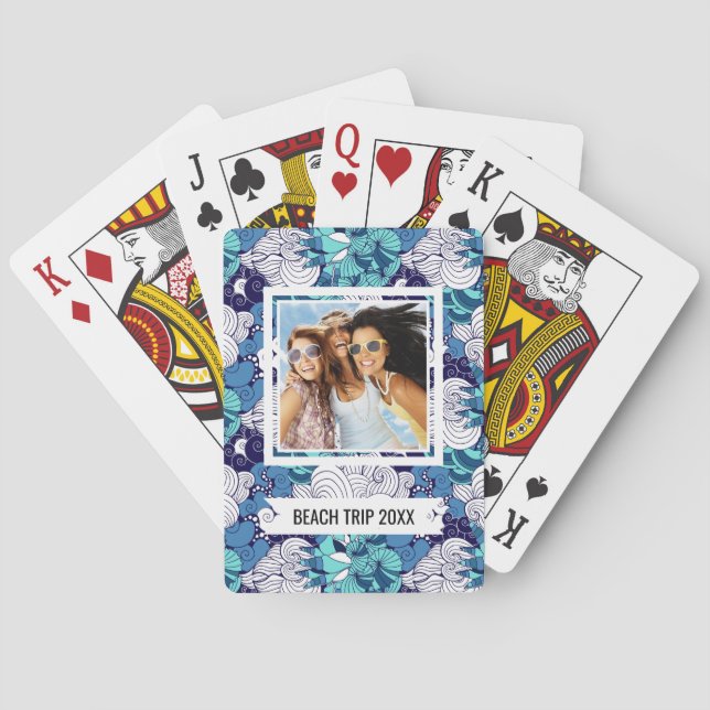 Add Your Name | Funky Seashell Pattern Playing Cards (Back)