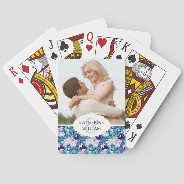 Add Your Name | Funky Seashell Pattern Playing Cards (Back)