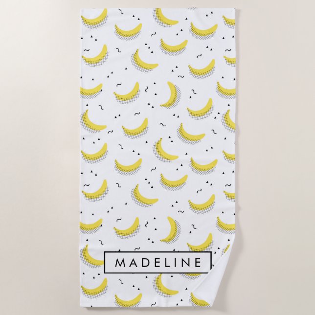 Add Your Name | Geometric Bananas Beach Towel (Front)