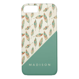 Add Your Name   Geometric Feather Pattern iPhone 8/7 Case