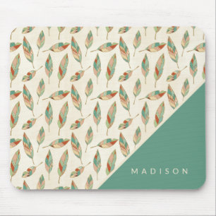 Add Your Name   Geometric Feather Pattern Mouse Pad