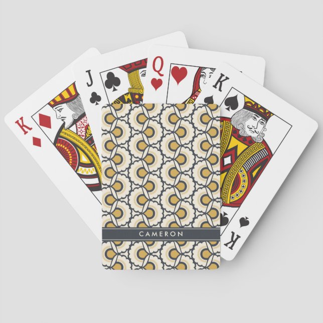 Add Your Name | Geometric Floral Pattern Playing Cards (Back)