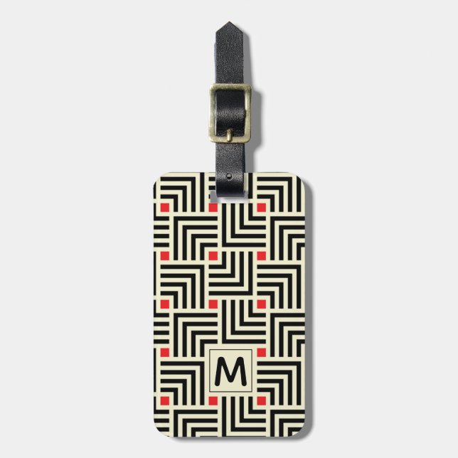 Add Your Name | Geometric Lines Pattern Luggage Tag (Front Vertical)