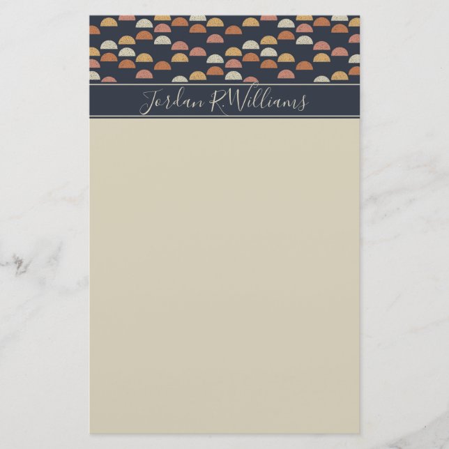 Add Your Name | Geometric Semi Circle Pattern Stationery (Front)