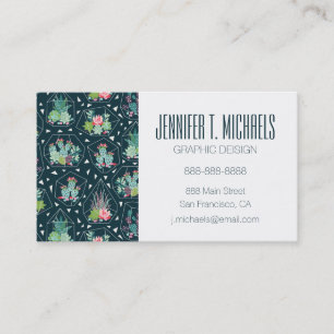 Add Your Name Geometric Succulents Pattern Business Card