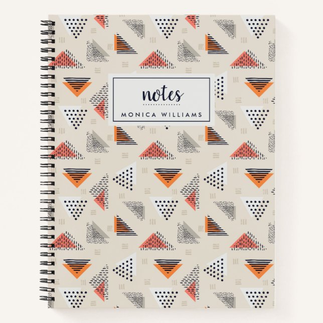 Add Your Name | Geometric Triangle Hand Drawn Notebook (Front)