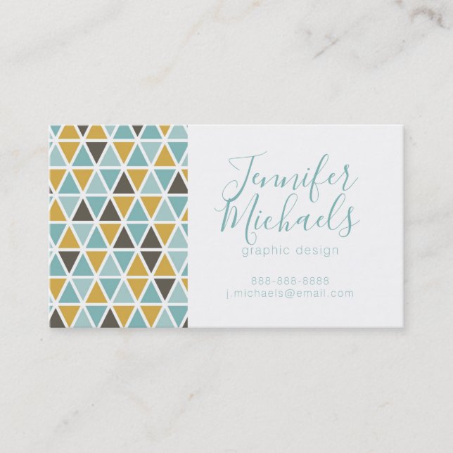 Add Your Name | Geometric Triangle Pattern Business Card (Front)