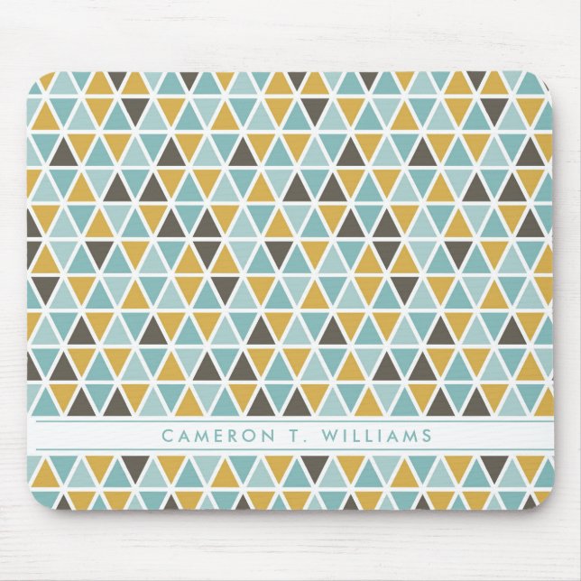 Add Your Name | Geometric Triangle Pattern Mouse Pad (Front)