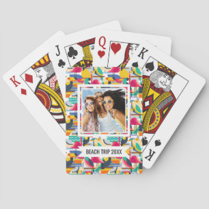 Add Your Name Geometric Tropical Birds Playing Cards