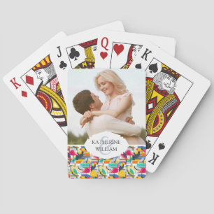 Add Your Name Geometric Tropical Birds Playing Cards
