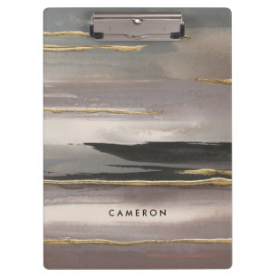 Add Your Name   Gilded Morning Fog II Gold Clipboard
