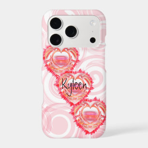 Add Your Name Girly Pink Swirls Tattered Heart