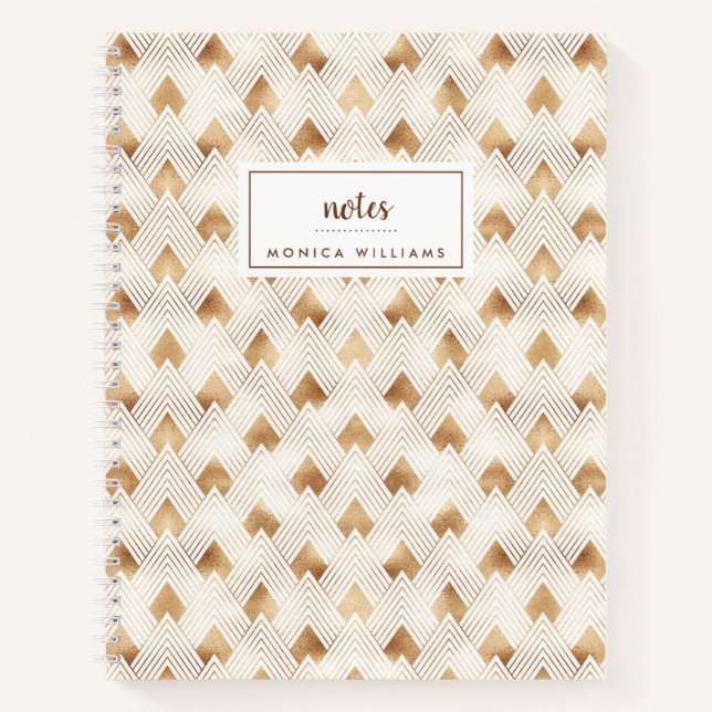 Add Your Name | Gold Art Deco Pattern Notebook (Front)