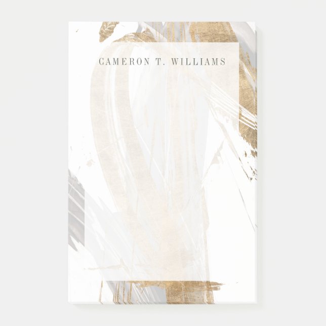 Add Your Name | Gold & Grey Post-it Notes (Front)