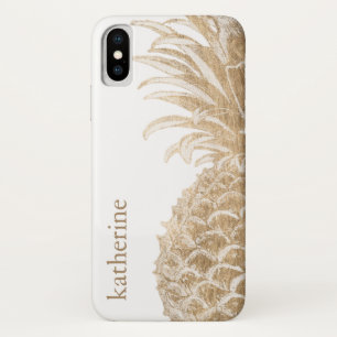 Add Your Name   Gold Tropical Pinneapple iPhone X Case