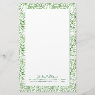 Add Your Name   Green Biology Pattern Stationery