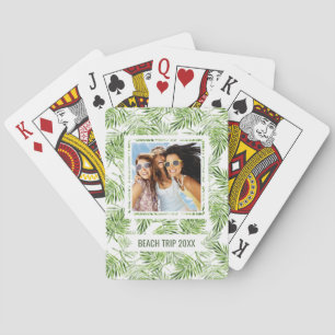 Add Your Name Green Palm Leaves Playing Cards