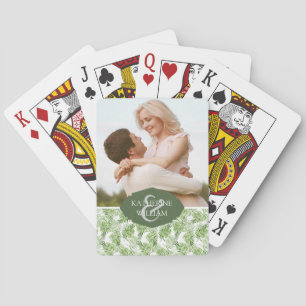 Add Your Name Green Palm Leaves Playing Cards