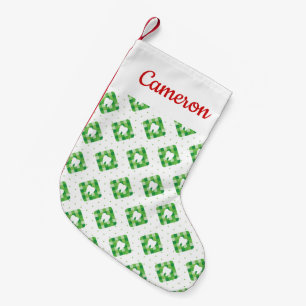 Add Your Name   Green Plaid Tooth Pattern Small Christmas Stocking