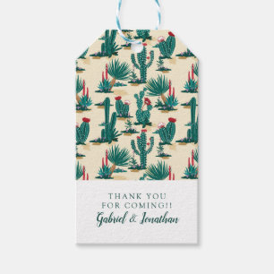 Add Your Name   Green & Red Cactus Pattern Gift Tags
