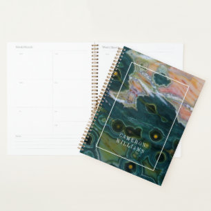 Add Your Name   Green Spotted Ocean Jasper Planner