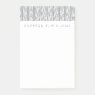 Add Your Name Grey Hand Drawn Chevron Pattern Post-it Notes