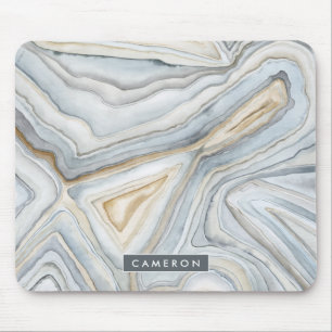 Add Your Name   Grey Marbled Abstract Design Mouse Pad