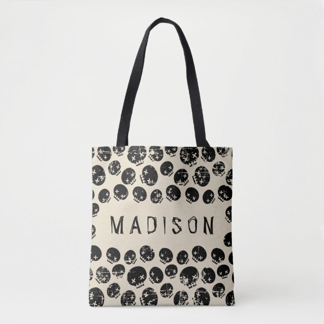 Add Your Name | Grunge Skeleton Tote Bag (Front)
