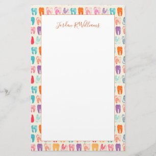 Add Your Name Grunge Tooth Pattern Stationery