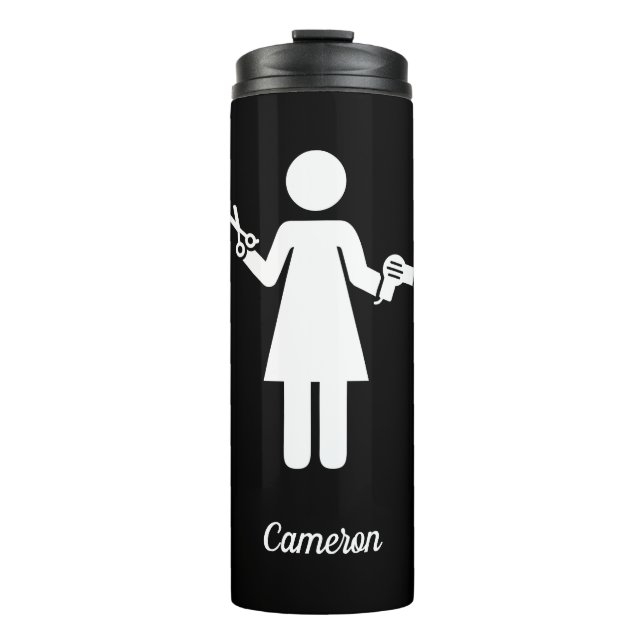 Add Your Name | Hairdresser Symbol Thermal Tumbler (Front)