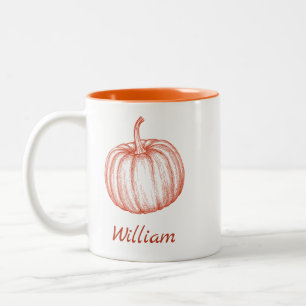 Add Your Name Halloween Pumpkin Illustration Two-Tone Coffee Mug