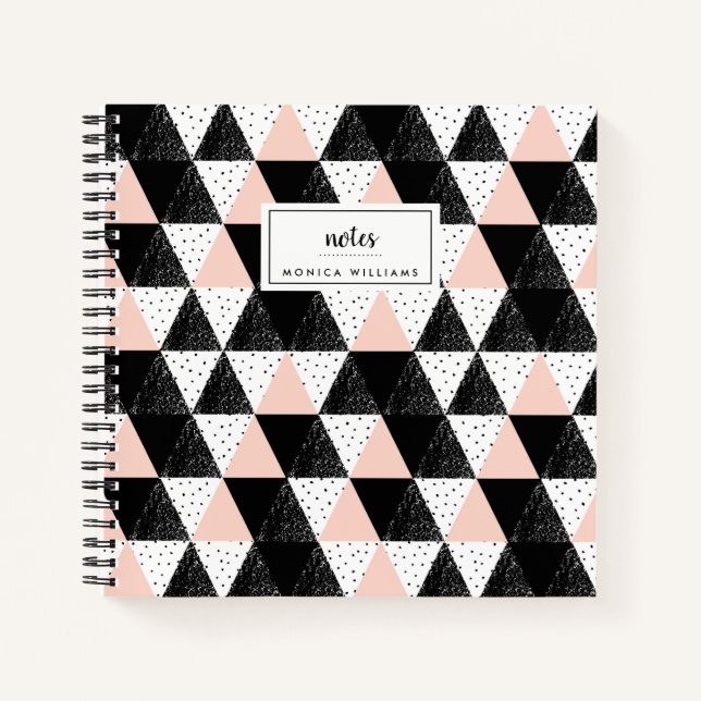 Add Your Name | Hand Drawn Triangle Geometric Notebook (Front)