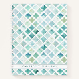 Add Your Name   Hand Painted Turquoise Pattern Notebook