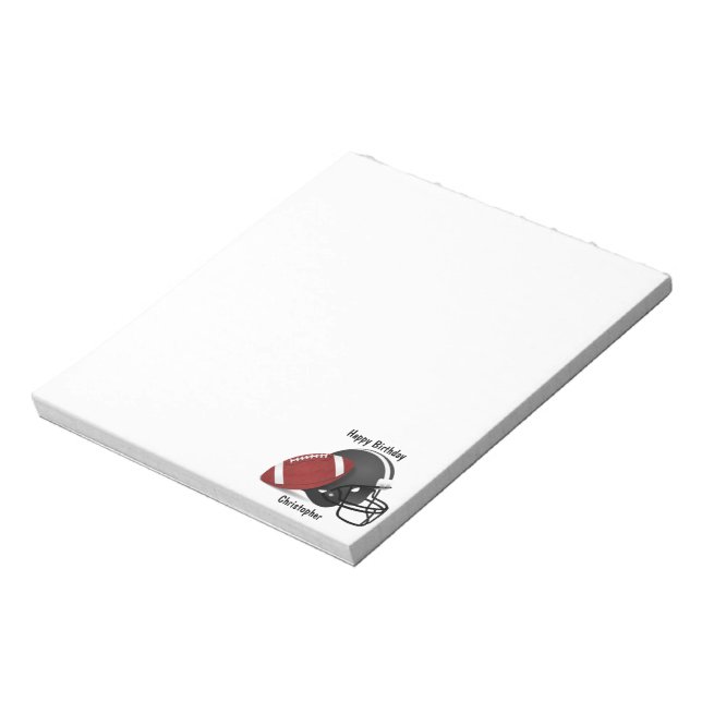 Add your name Happy Birthday Football Notepad (Rotated)