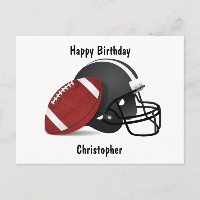 Add your name Happy Birthday Football Postcard (Front)