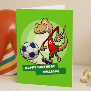 Add Your Name Happy Birthday Funny Soccer Gecko Card