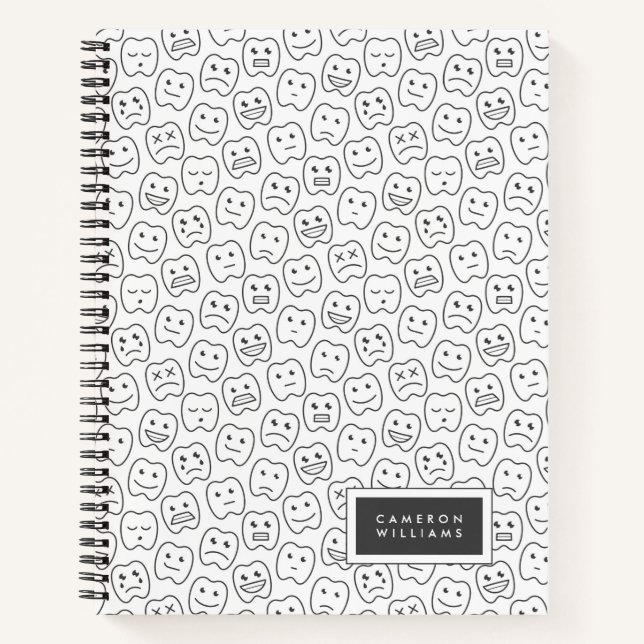 Add Your Name | Happy Teeth Pattern Notebook (Front)