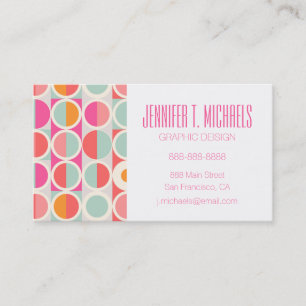 Add Your Name Hot Pink Retro Circle Pattern Business Card