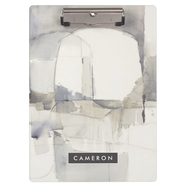 Add Your Name | Improvisation I Grey Abstract Clipboard (Front)