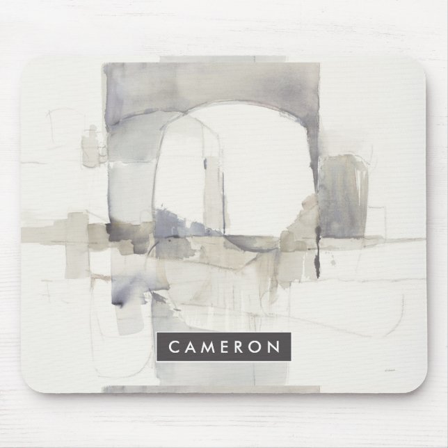 Add Your Name | Improvisation I Grey Abstract Mouse Pad (Front)