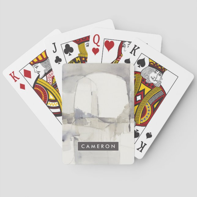 Add Your Name | Improvisation I Grey Abstract Playing Cards (Back)