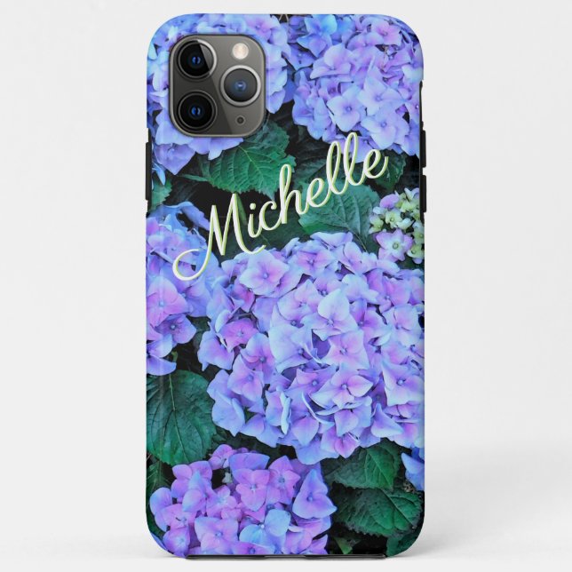 Add Your Name/LAVENDER BLUE HYDRANGEAS Case-Mate iPhone Case (Back)