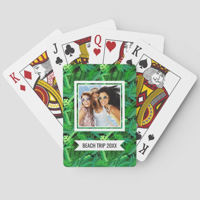 Add Your Name | Leaves Of Tropical Palm Trees Playing Cards (Back)