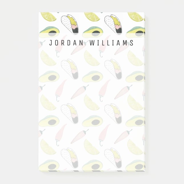 Add Your Name | Let's Taco About Love | Taco Eleme Post-it Notes (Front)