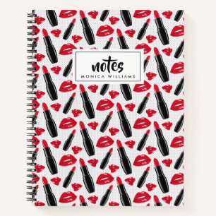 Add Your Name Lipstick And Lips Polka Dot Notebook