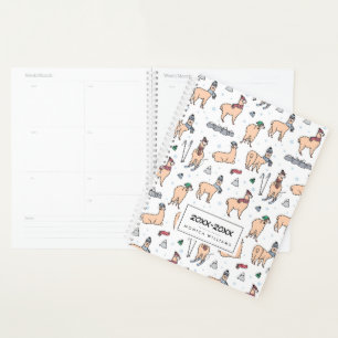 Add Your Name Llamas In Hats & Scarves Skiing Planner