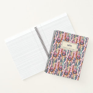 Add Your Name   Llamas On Stripes Pattern Notebook
